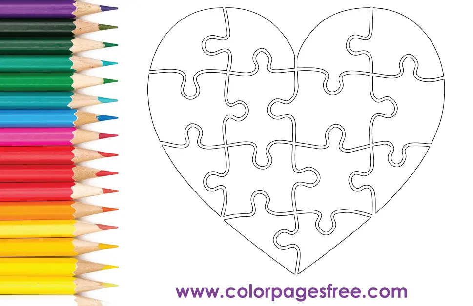 Love Heart Puzzle Coloring Page 157
